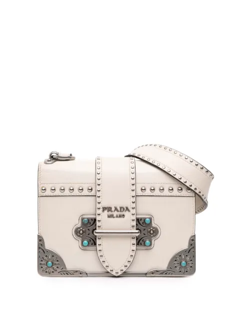 Prada Pre-Owned bolsa crossbody City Calf Studded Folk Cahier 2000-2025