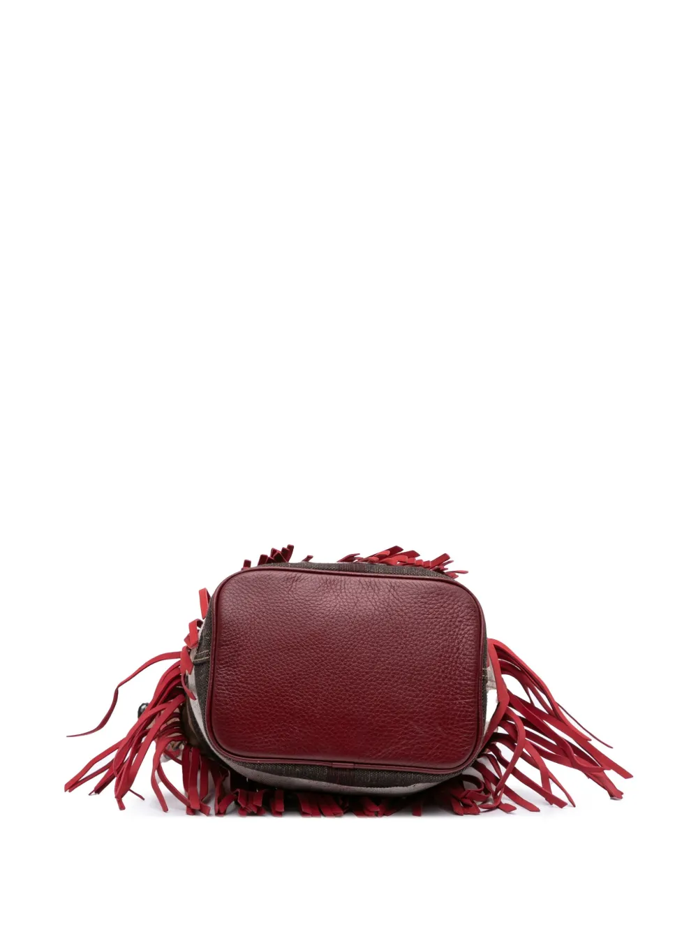 BURBERRY Pre-owned 2000-2017 Small Mega Check Canvas And Suede Fringe Belgrove Bucket Bag In Brown