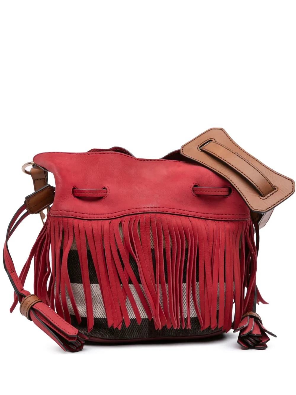 Burberry Pre-Owned 2000-2017 スモール メガチェック キャンバス スエード フリンジ ベルグローブ