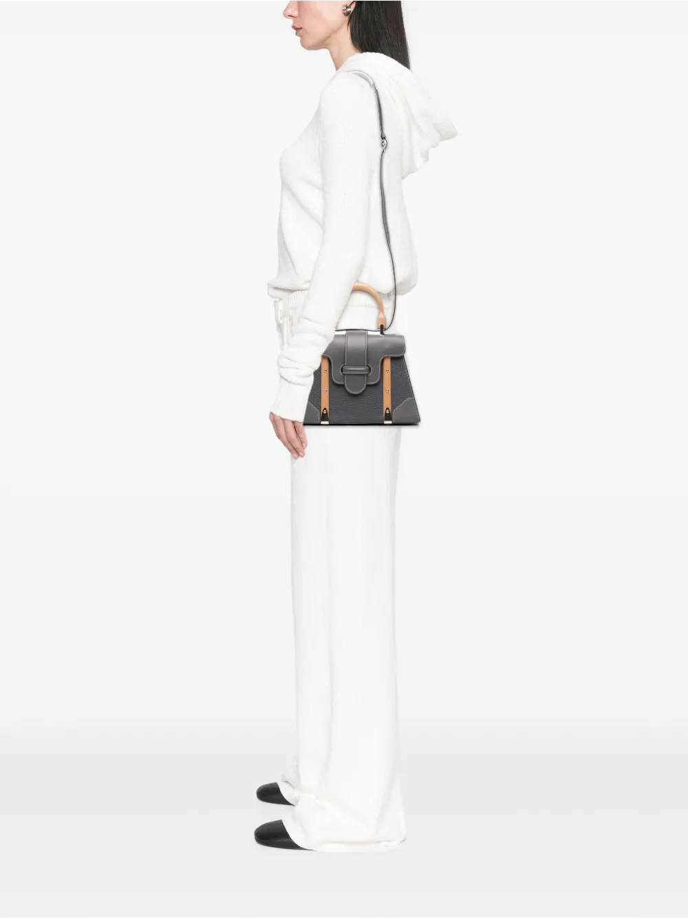 Pre-owned Goyard 2018 Leather Saigon Structured Mm Satchel In Gray