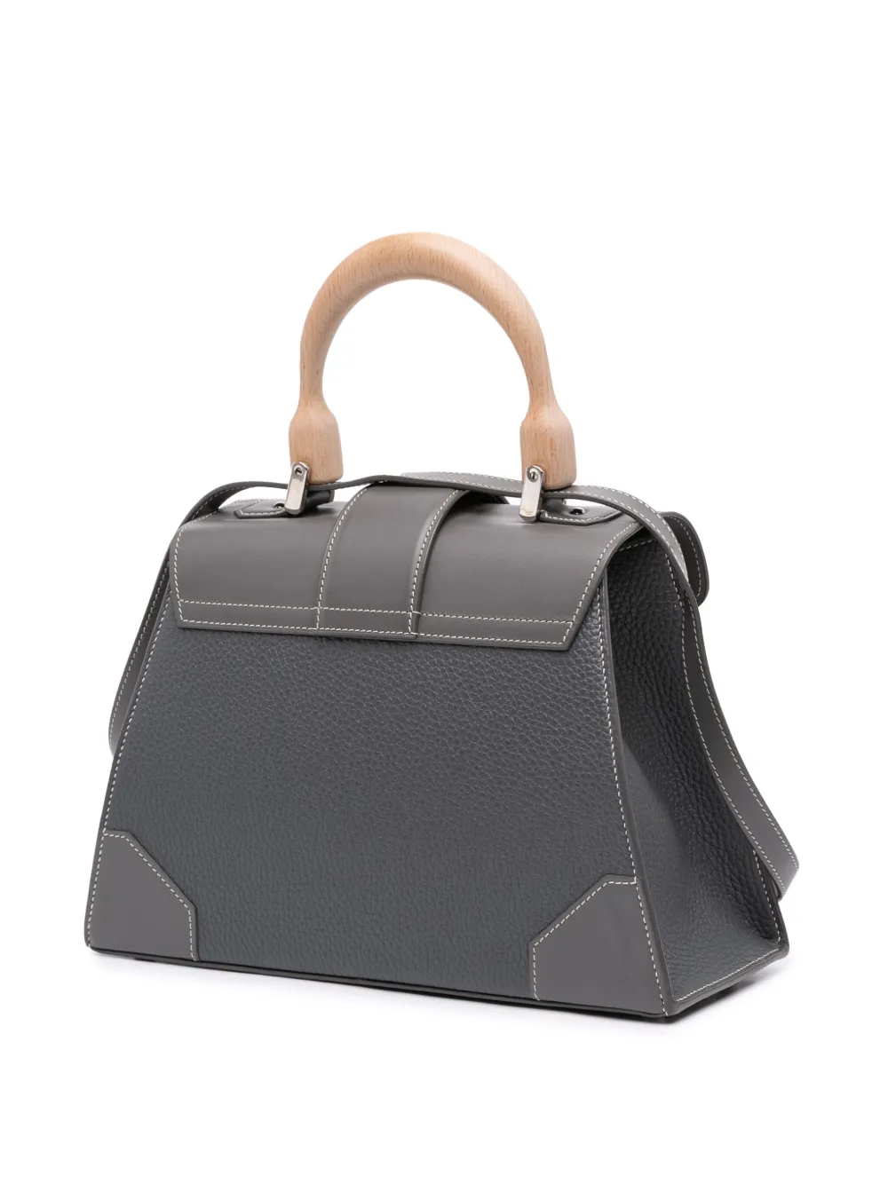 Pre-owned Goyard 2018 Leather Saigon Structured Mm Satchel In Gray