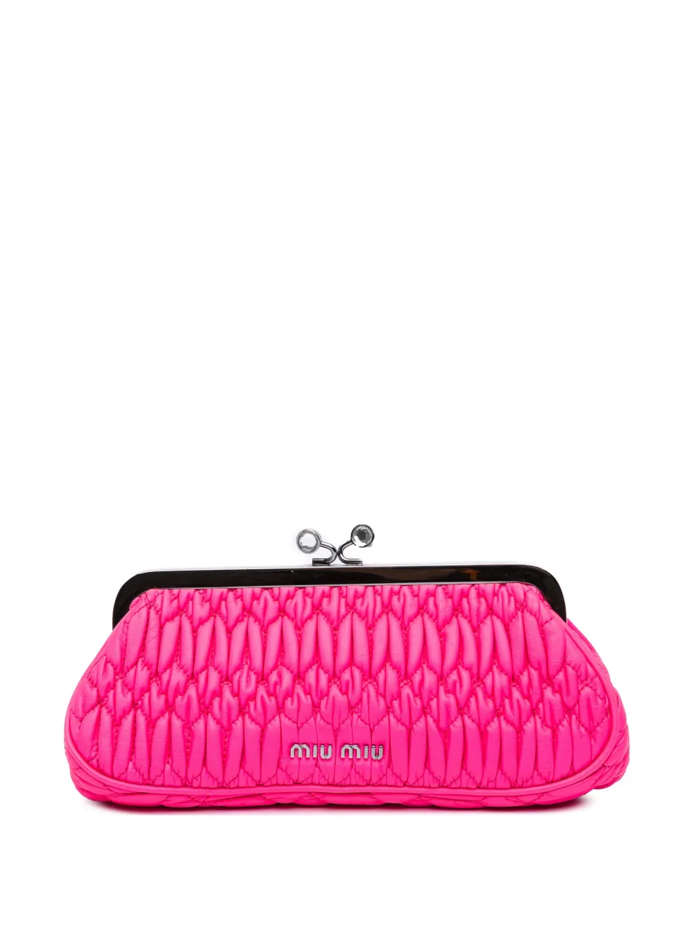 Pre-owned Miu Miu 2000-2010 Matelasse Nappa Kiss Lock Frame Clutch Bag In Pink