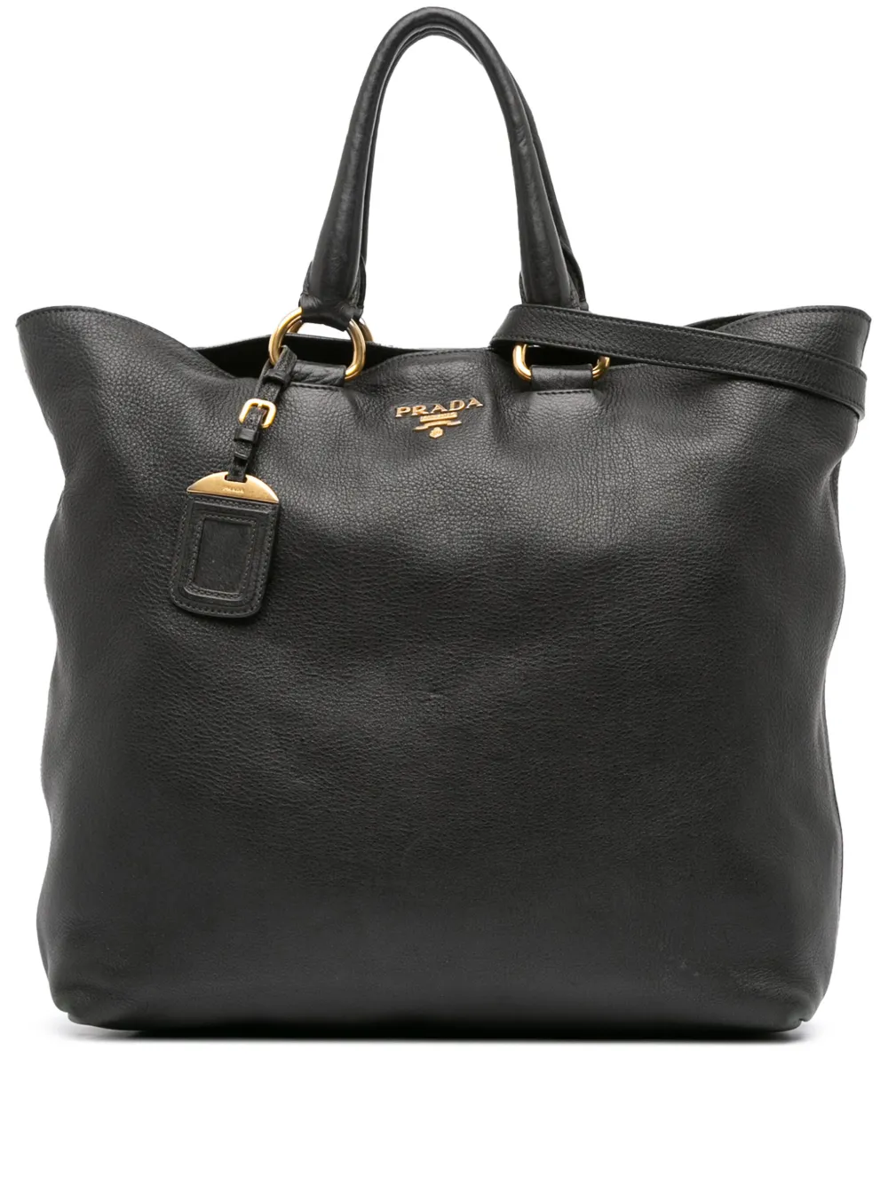Prada Pre-Owned 2000-2025 Vitello Daino Open Convertible Tote satchel | Black | Image 1