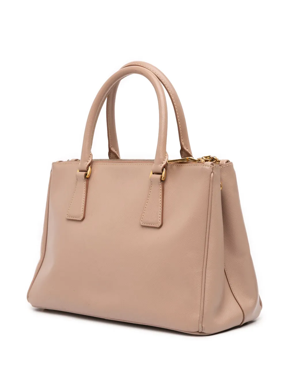 Pre-owned Prada 2000-2025 Medium Saffiano Lux Galleria Double Zip Satchel In Brown