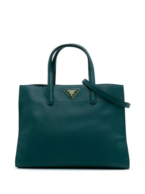 Prada Pre-Owned bolsa satchel en piel Saffiano con triple bolsillo 2010-2025