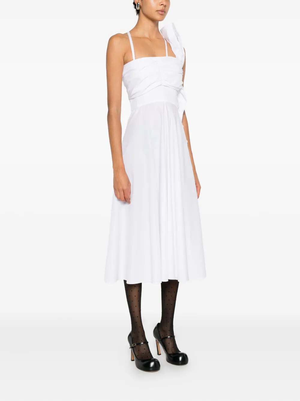 Viktor & Rolf Gedrapeerde midi-jurk met strik Wit