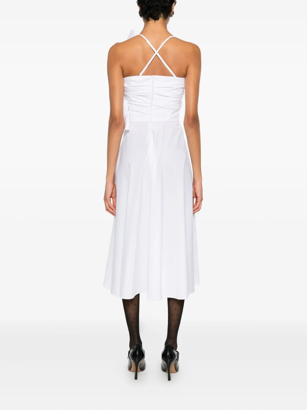 Viktor & Rolf Gedrapeerde midi-jurk met strik Wit