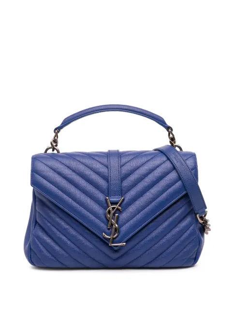Saint Laurent Pre-Owned 2015 Medium Quilted Chevron Sheepskin College satchel