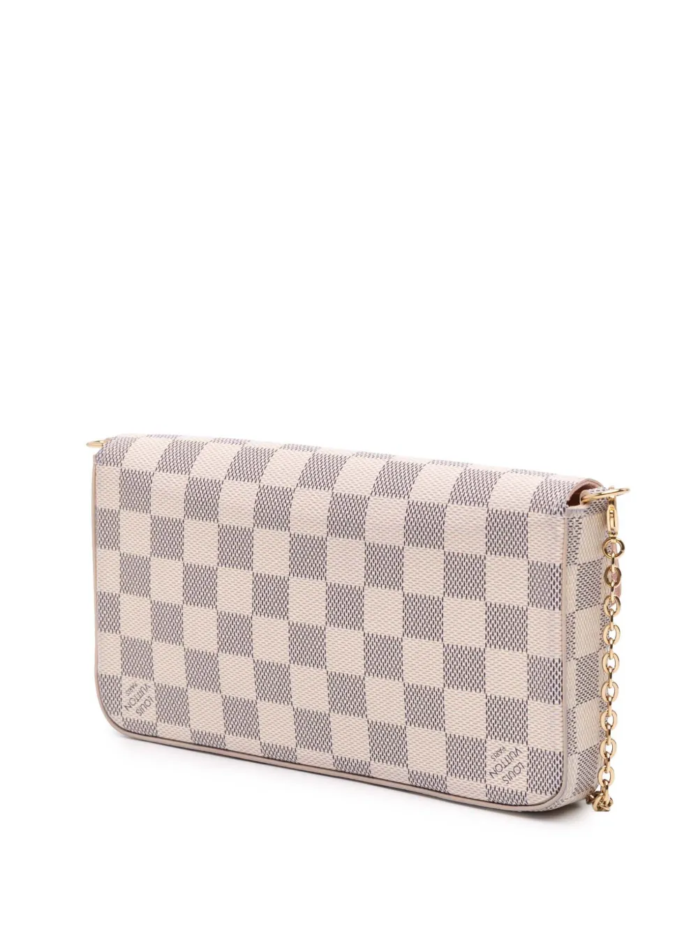 Pre-owned Louis Vuitton 2021-2025 Damier Azur Pochette Felicie Crossbody Bag In White