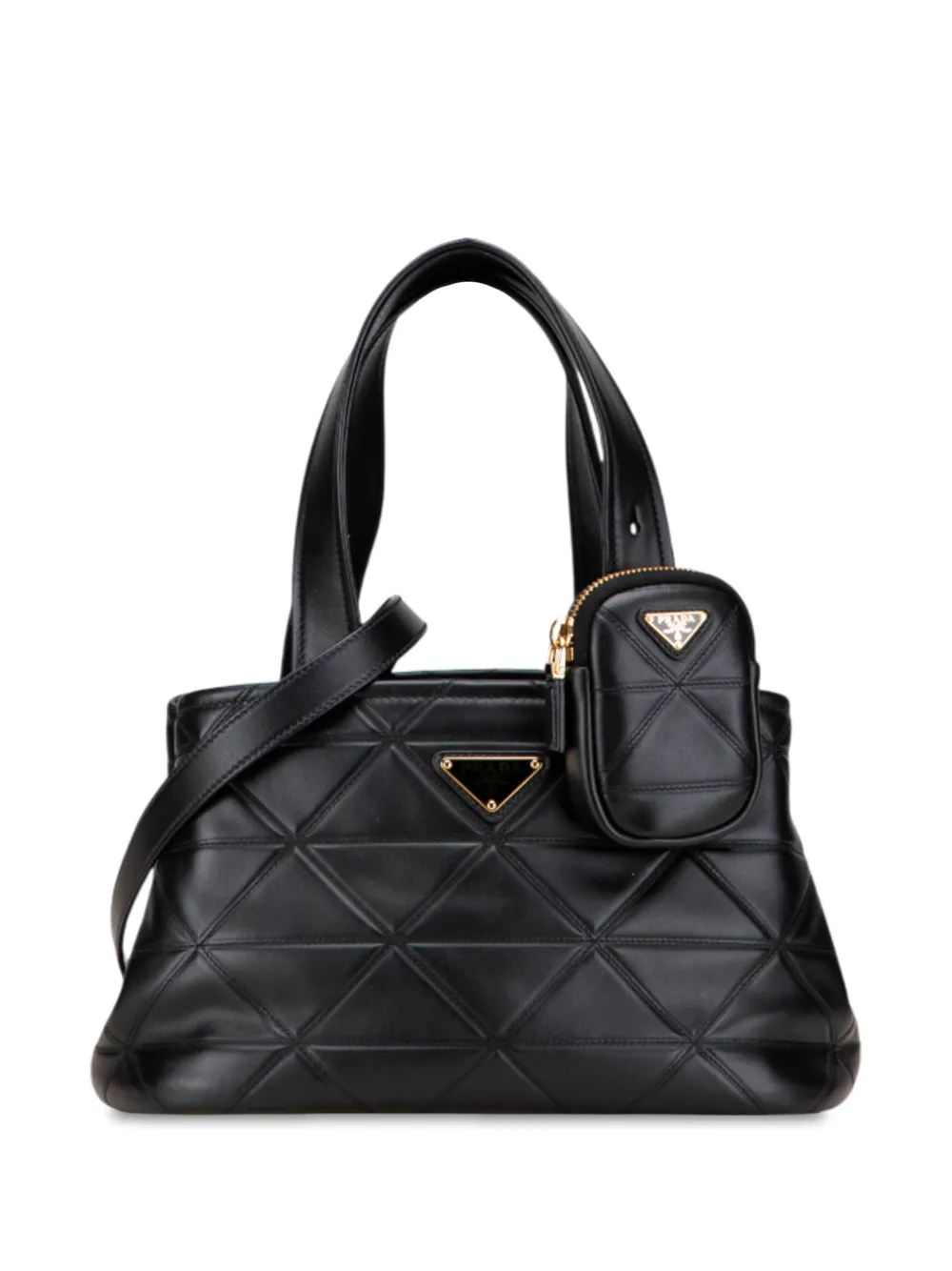 Prada Pre-Owned 2013-2025 スモール キルテッド ラムスキン サッチェルバッグ - ブラック Prada Pre-Owned 2013-2025 スモール キルテッド ラムスキン サッチェルバッグ - ブラック