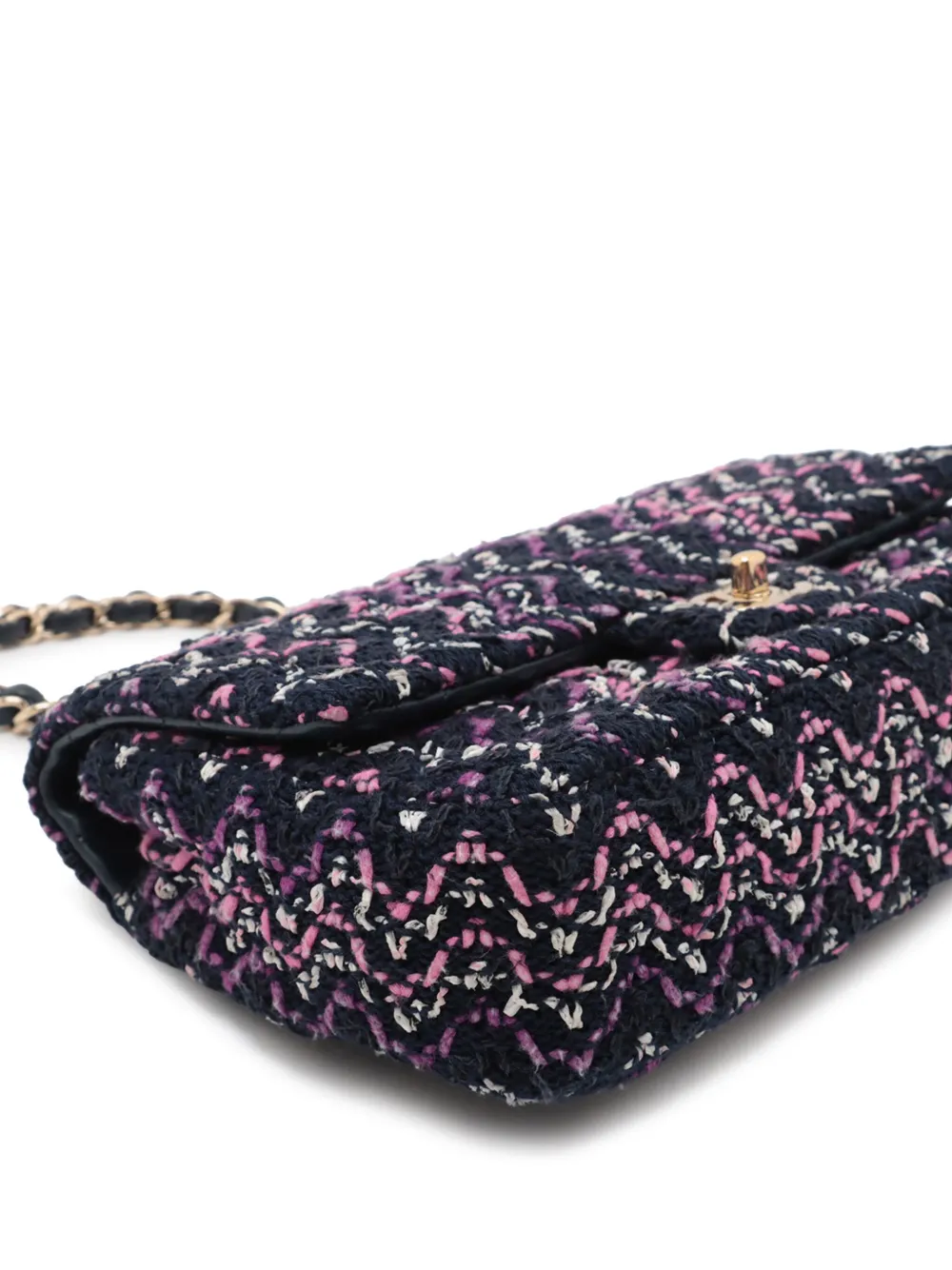 Pre-owned Chanel 2021 Medium Classic Tweed Single Flap Shoulder Bag In Blue