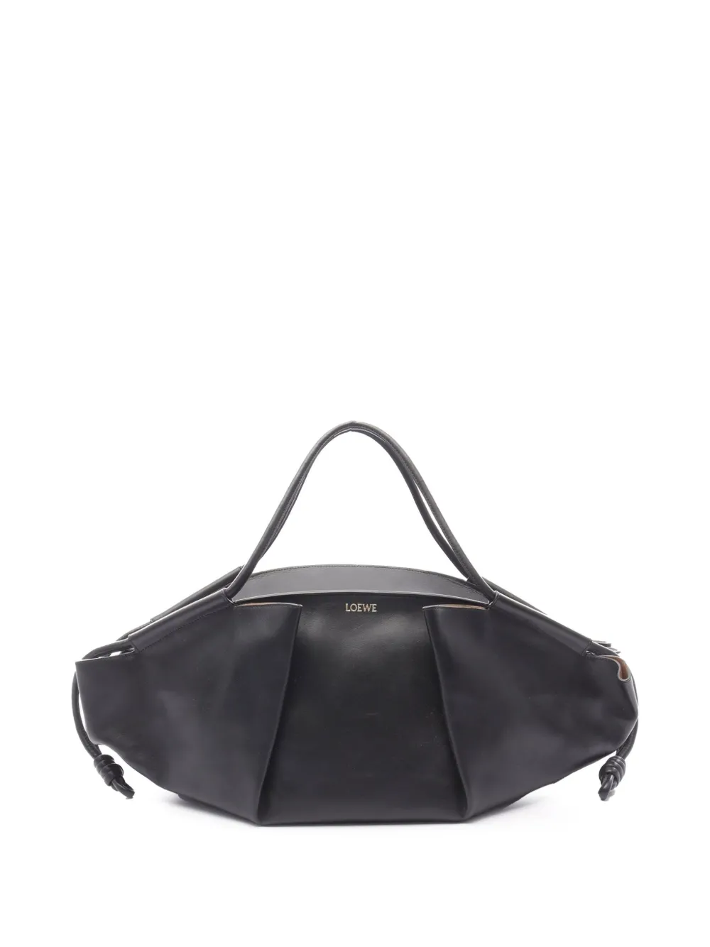 Pre-owned Loewe 2000-2025 Xl Shiny Calfskin Paseo Tote Bag In Black