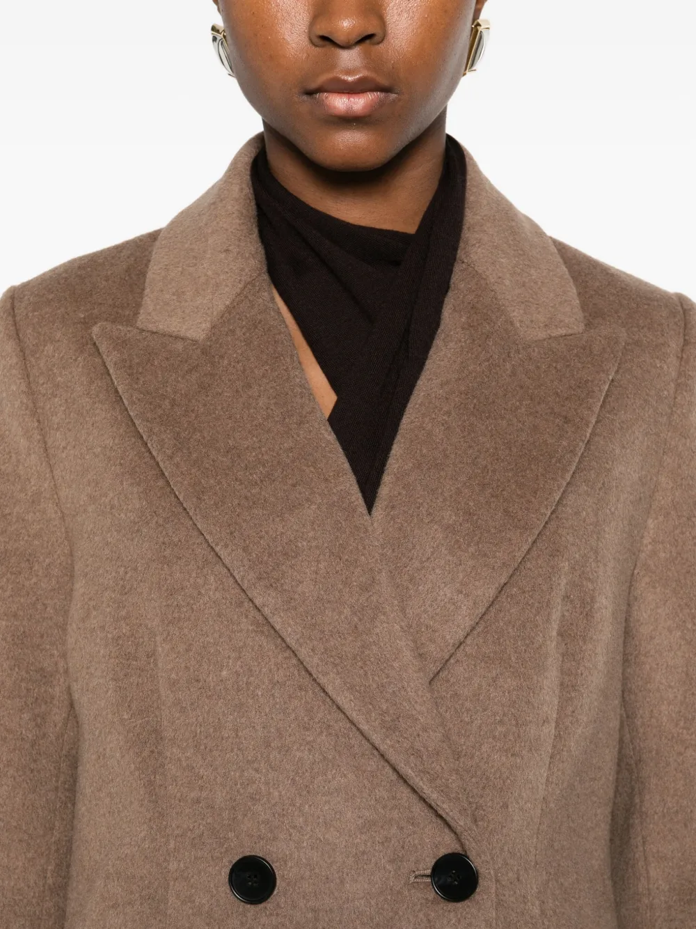 The Curated Collection Double-breasted Coat In Brown