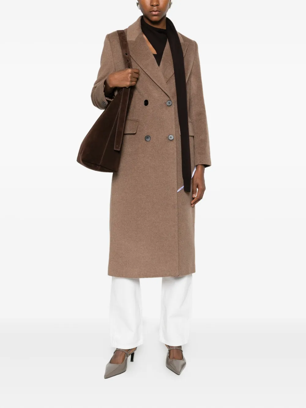 The Curated Collection Double-breasted Coat In Brown