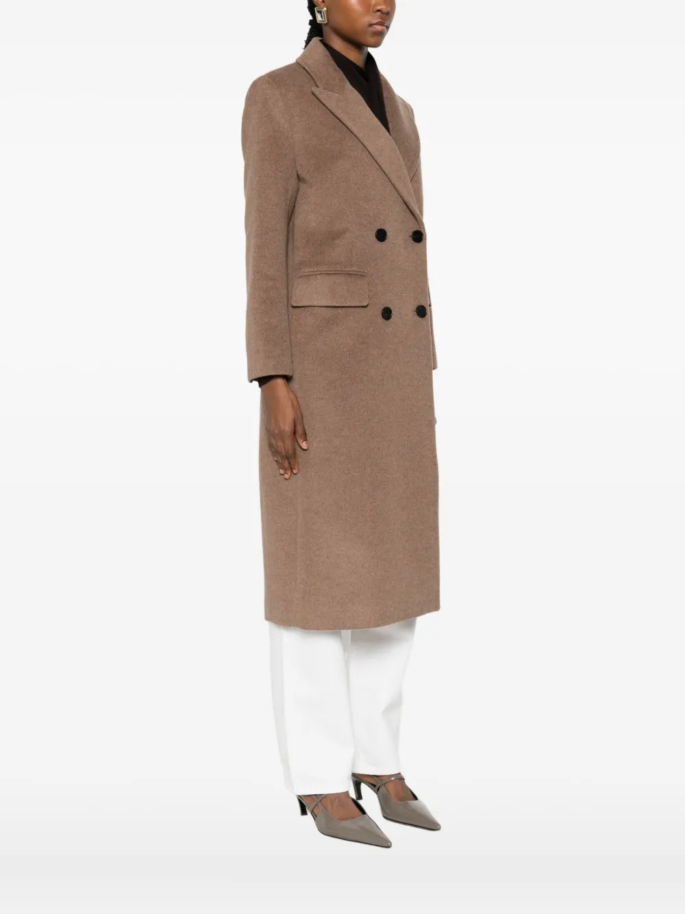 The Curated Collection Double-breasted Coat In Brown