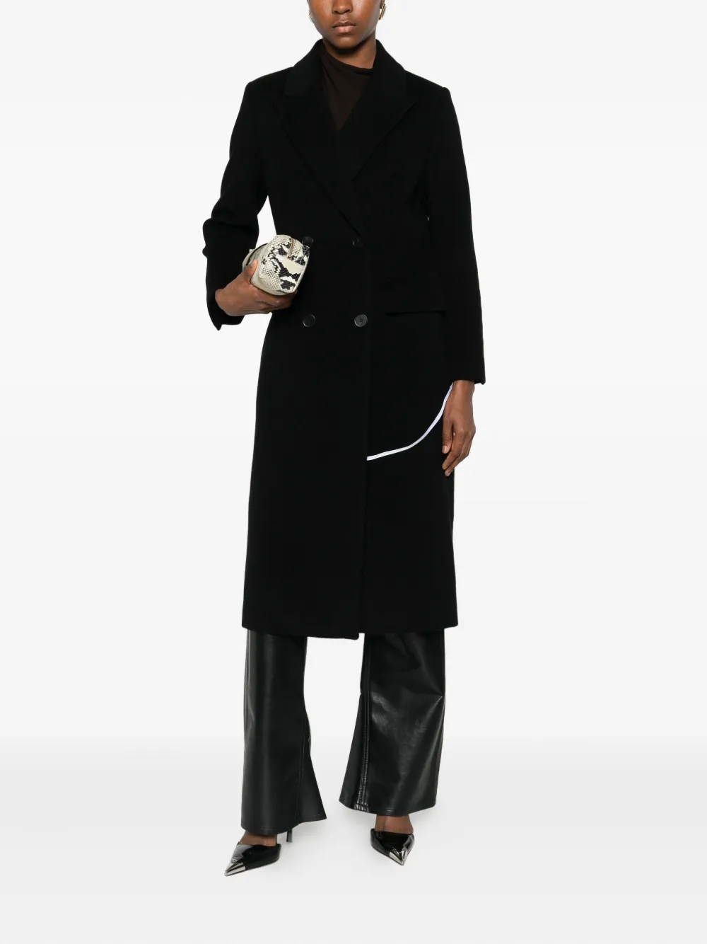 The Curated Collection Double-breasted Coat In Black