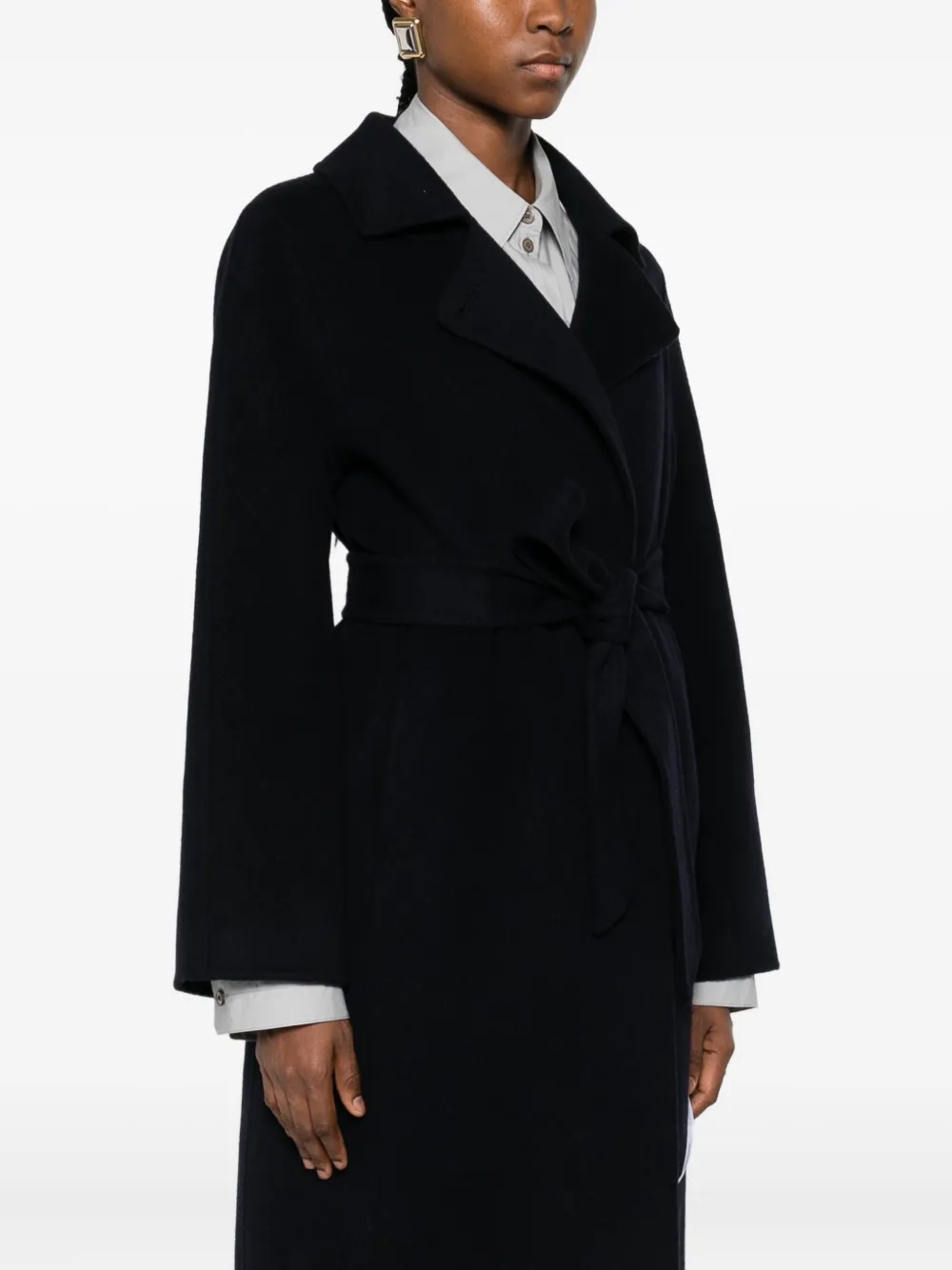 The Curated Collection Belted Tailored Coat In Black