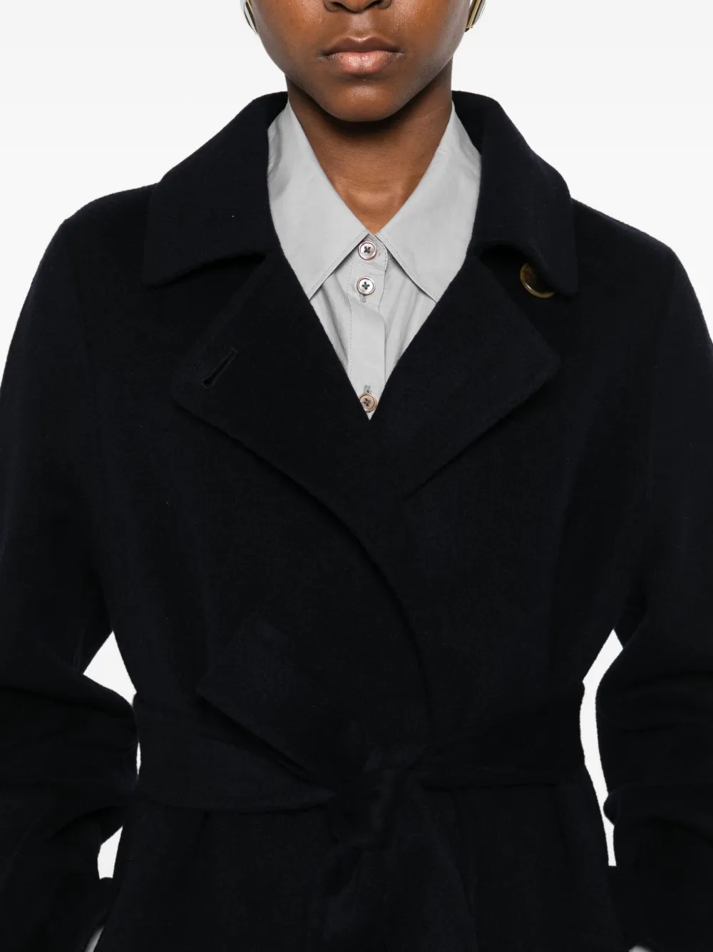 The Curated Collection Belted Tailored Coat In Black