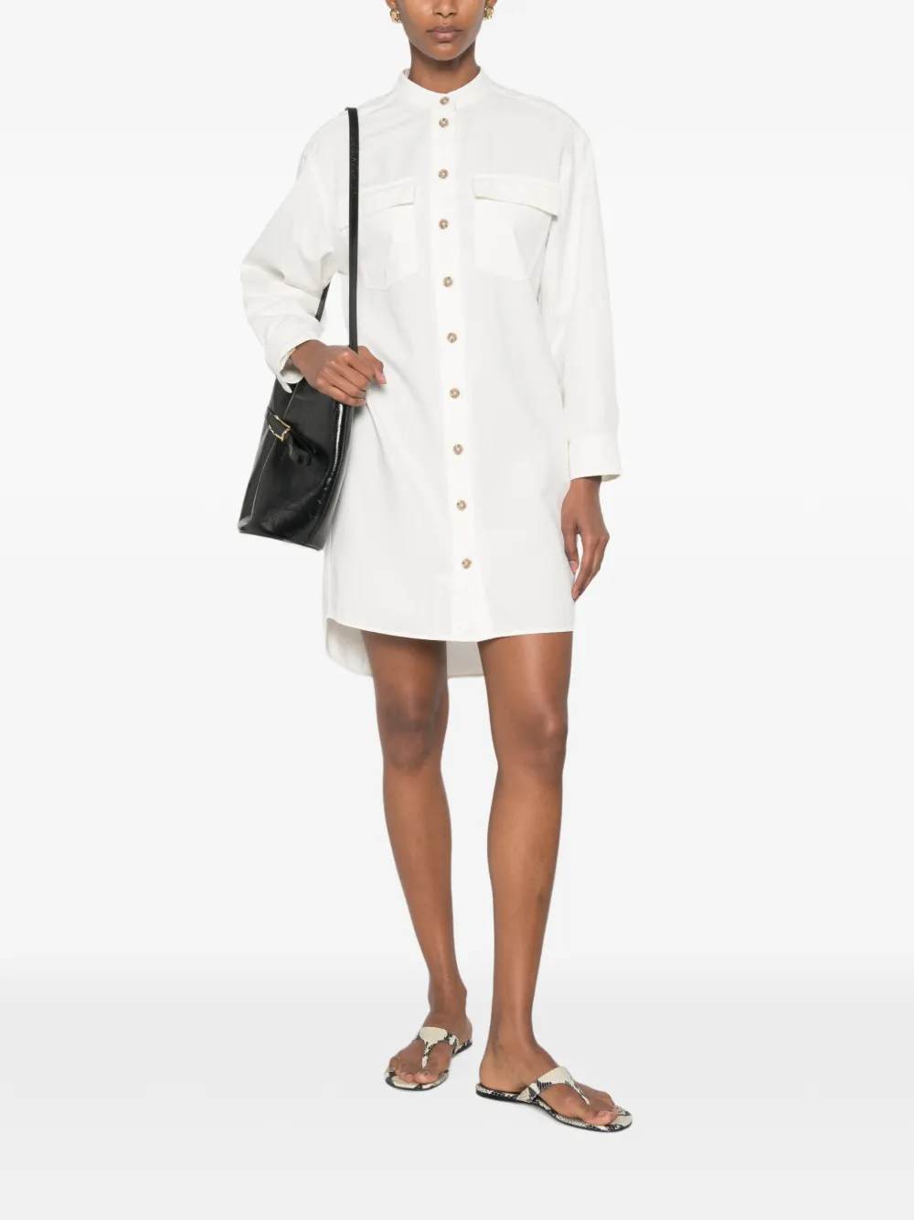 Marc O'Polo Button-down mini-jurk met borstzak Wit
