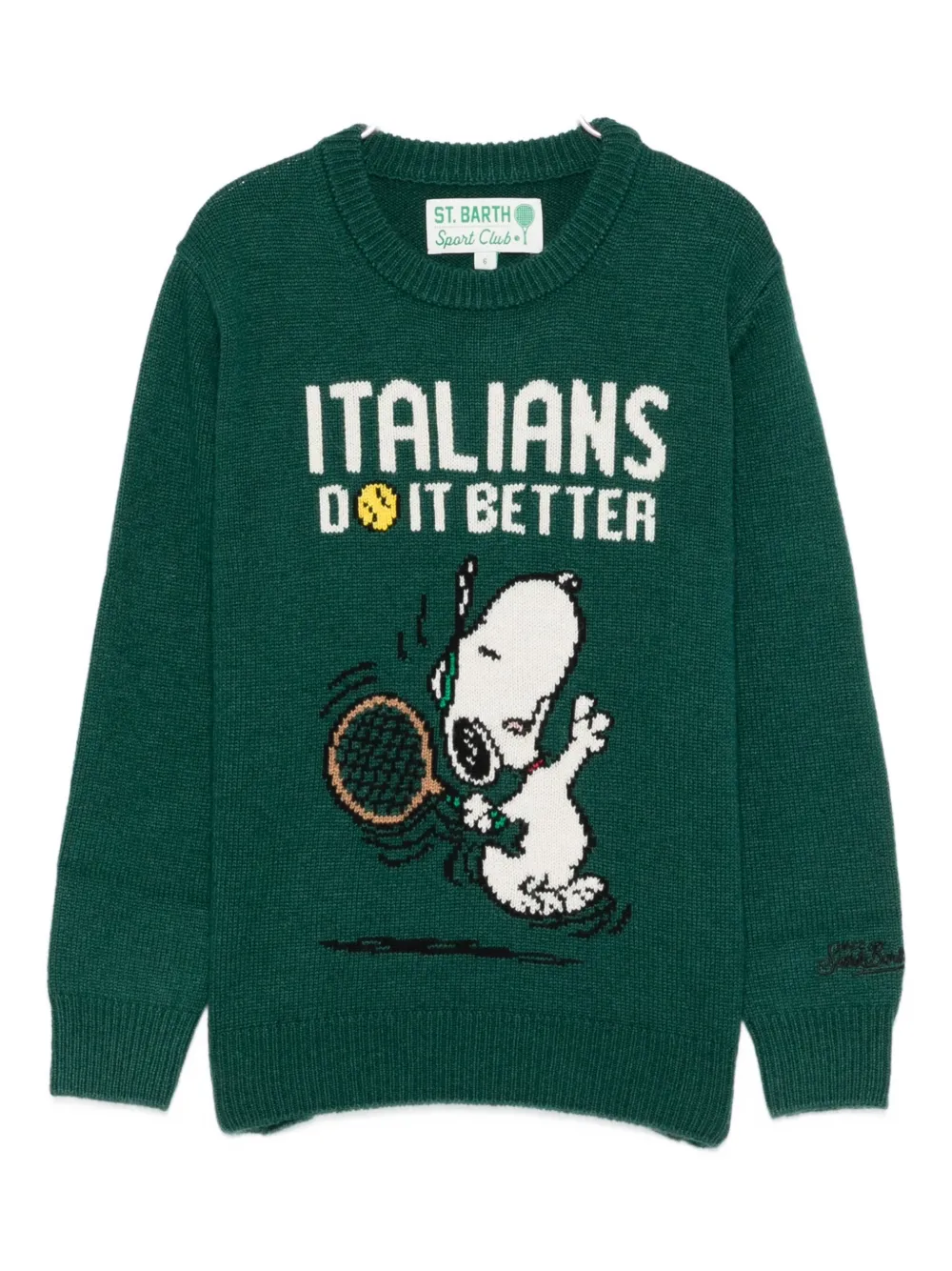 Mc2 Saint Barth Tennis Snoopy Sweater In Green