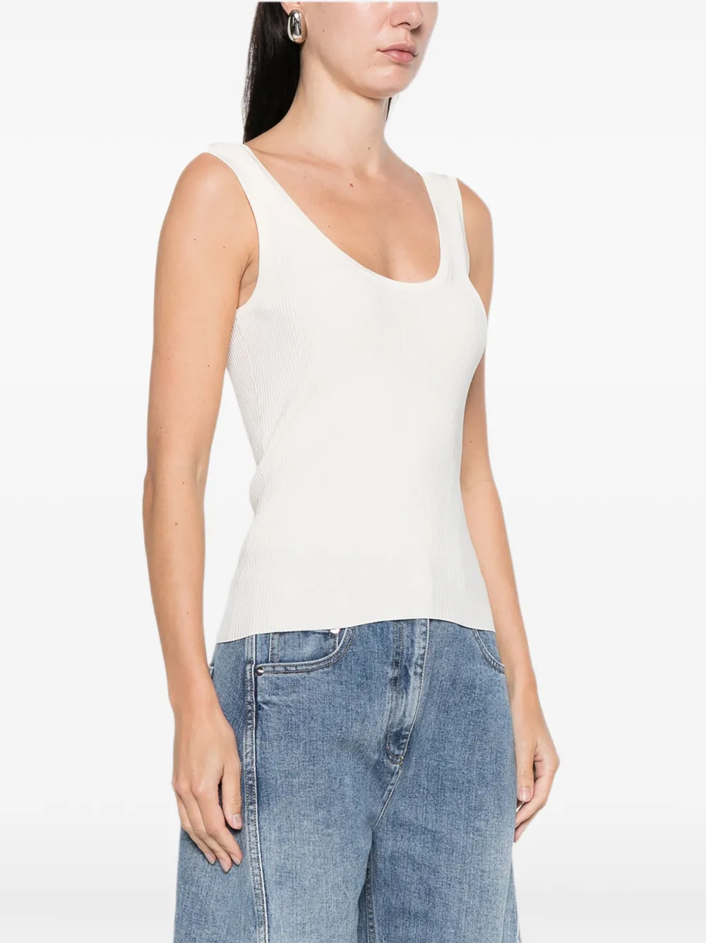 Zimmermann Scoop-neck Ribbed Tank Top In Neutral