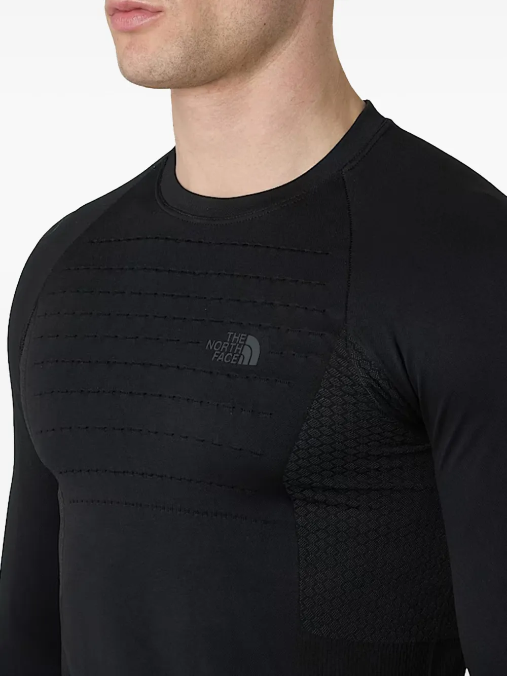 The North Face T-shirt met textuur en lange mouwen Zwart