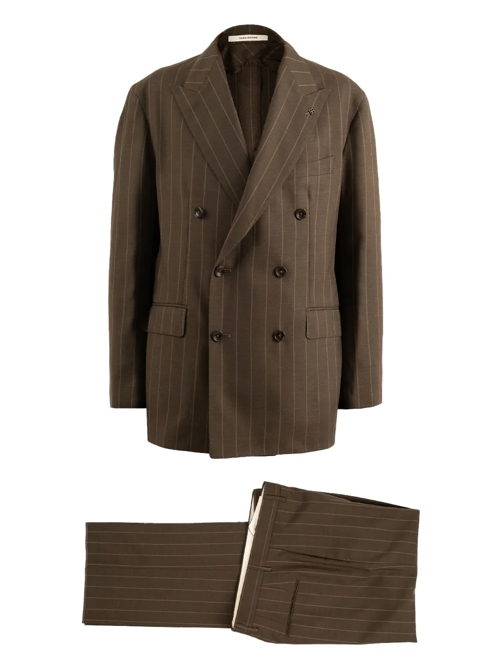 Tagliatore double-breasted striped-pattern jacket - Marrone