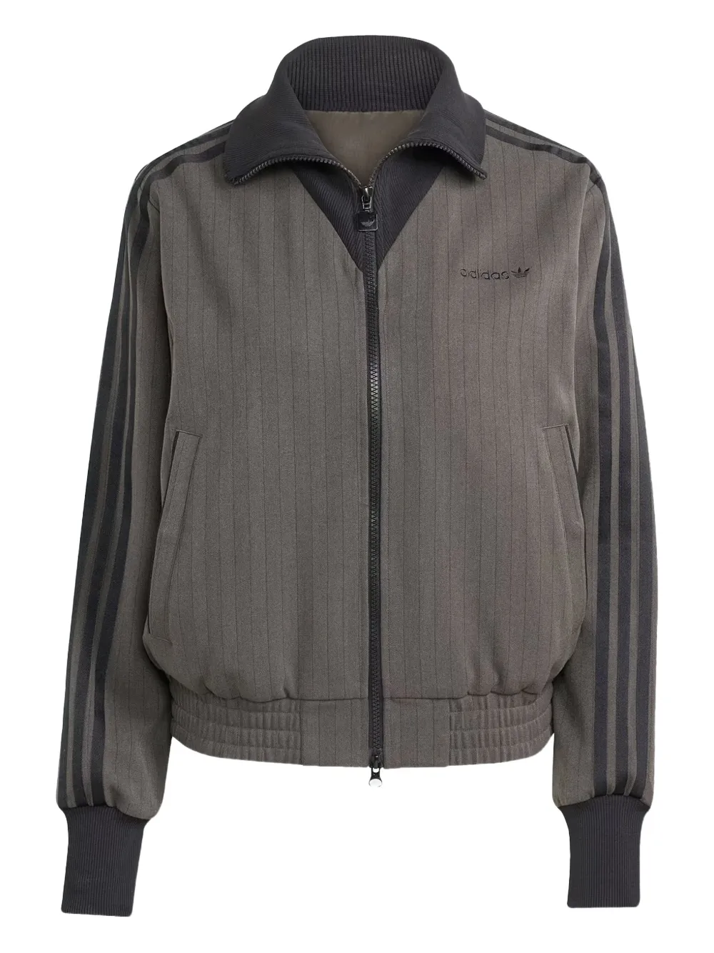 Adidas Originals Striped-pattern Zip-fastening Sweatshirt In Brown