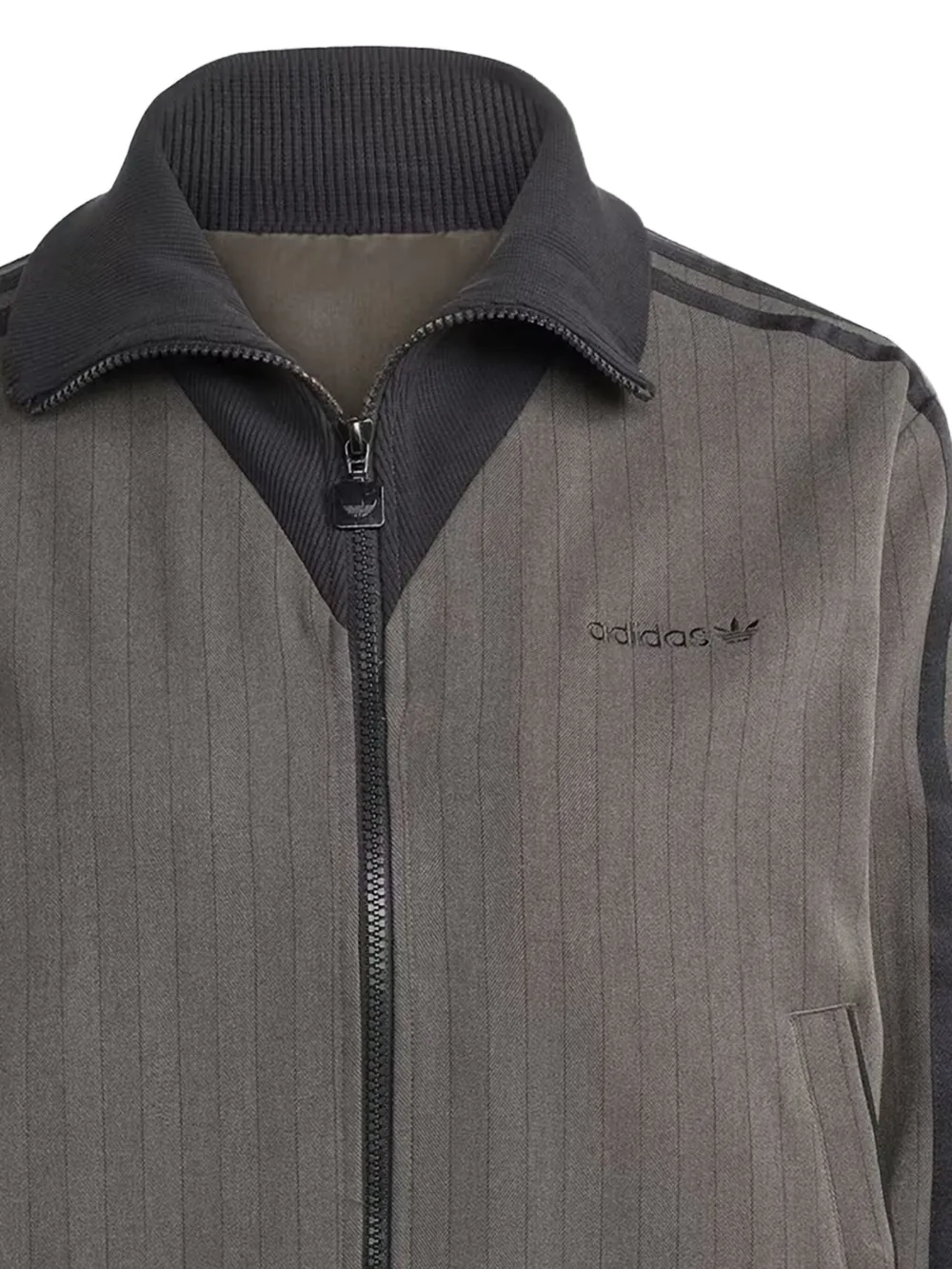 Adidas Originals Striped-pattern Zip-fastening Sweatshirt In Brown