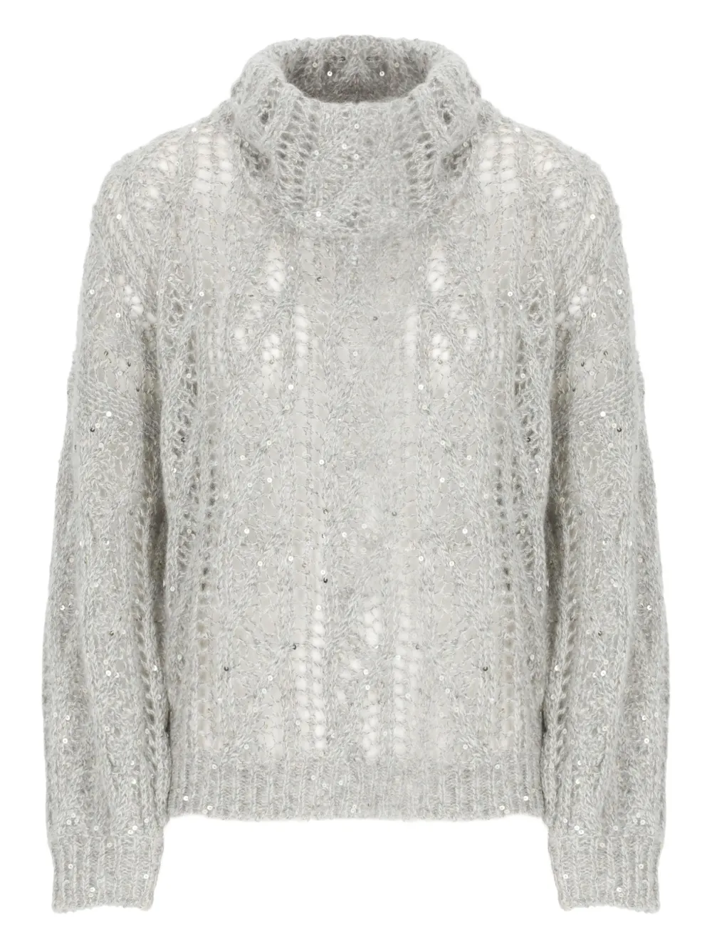 Panicale Open-knit Sequinned Sweater In Brown