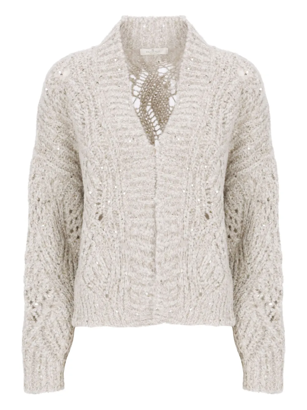 Panicale Open-knit Sequined Cardigan In Neutral