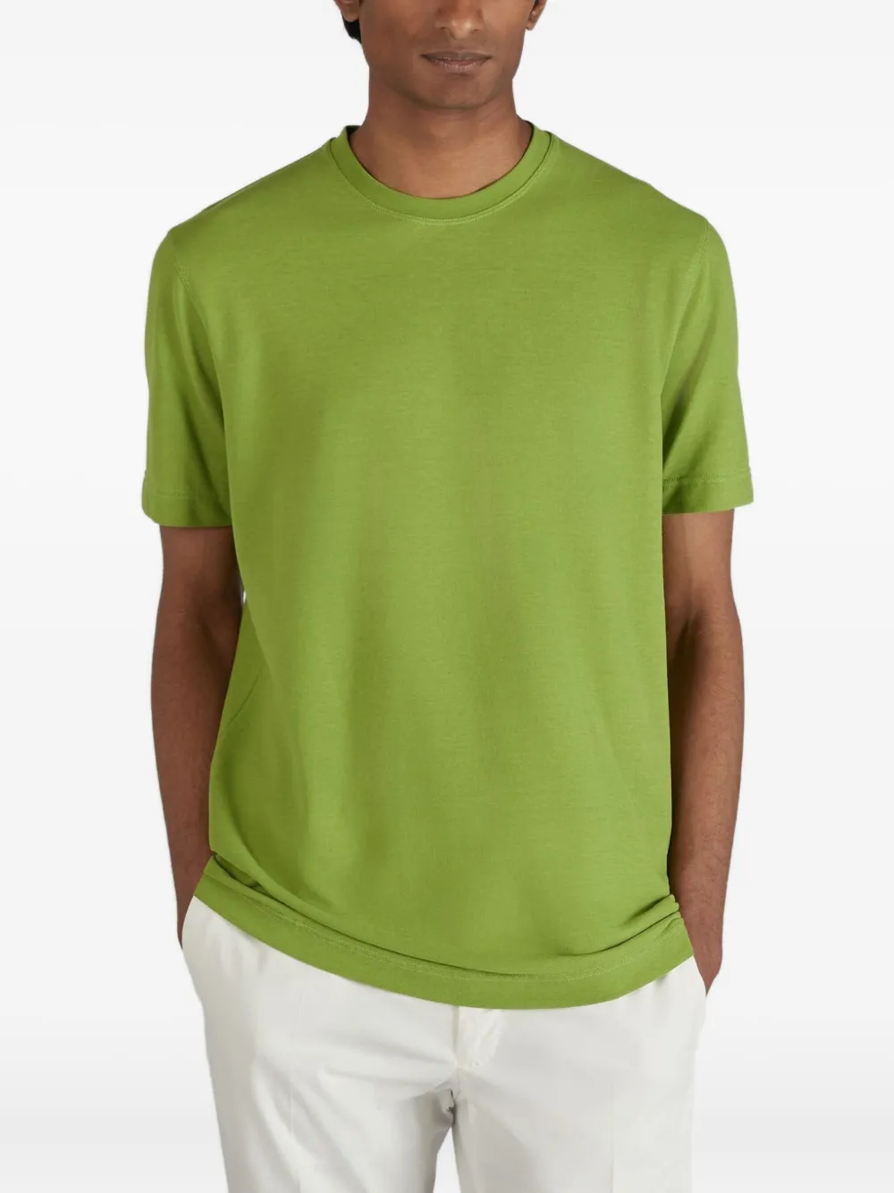 Zanone Katoenen T-shirt met ronde hals Groen