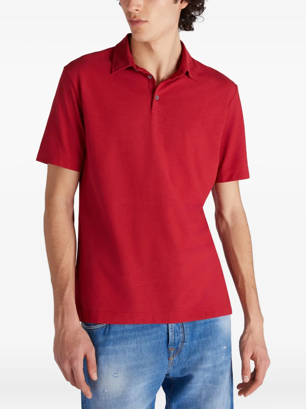 Zanone Poloshirt met knopen Rood