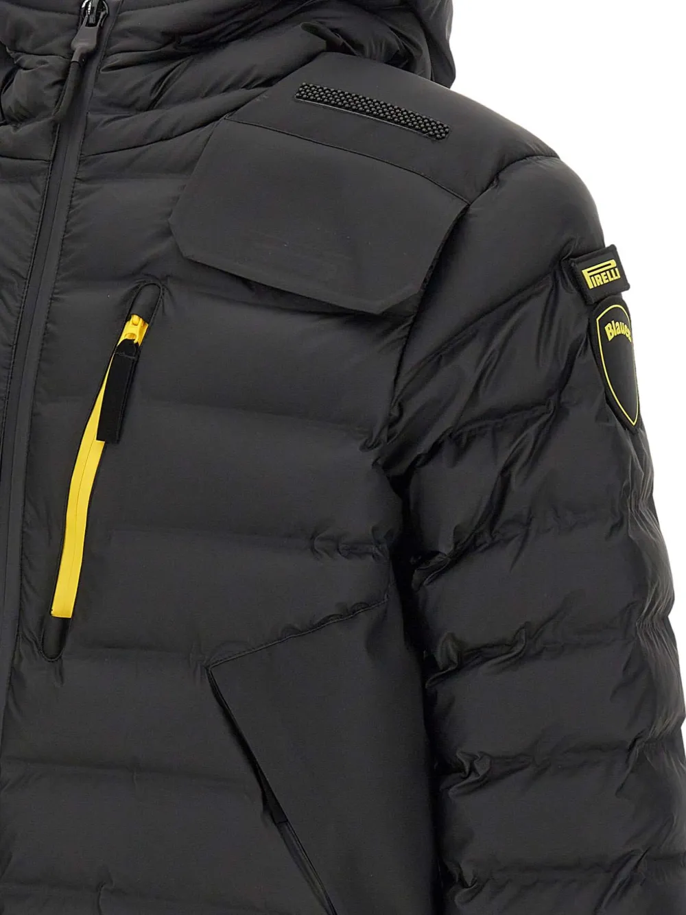 Blauer X Pirelli Capsule Hooded Zip Puffer Jacket In Black