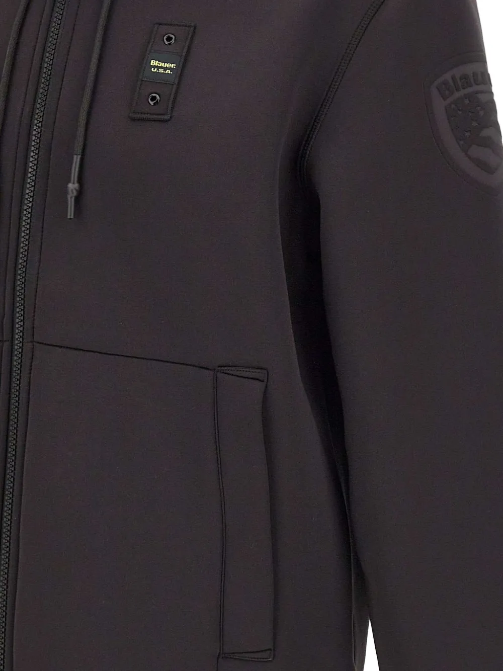 Blauer Drawstring Zipped Hoodie In Black