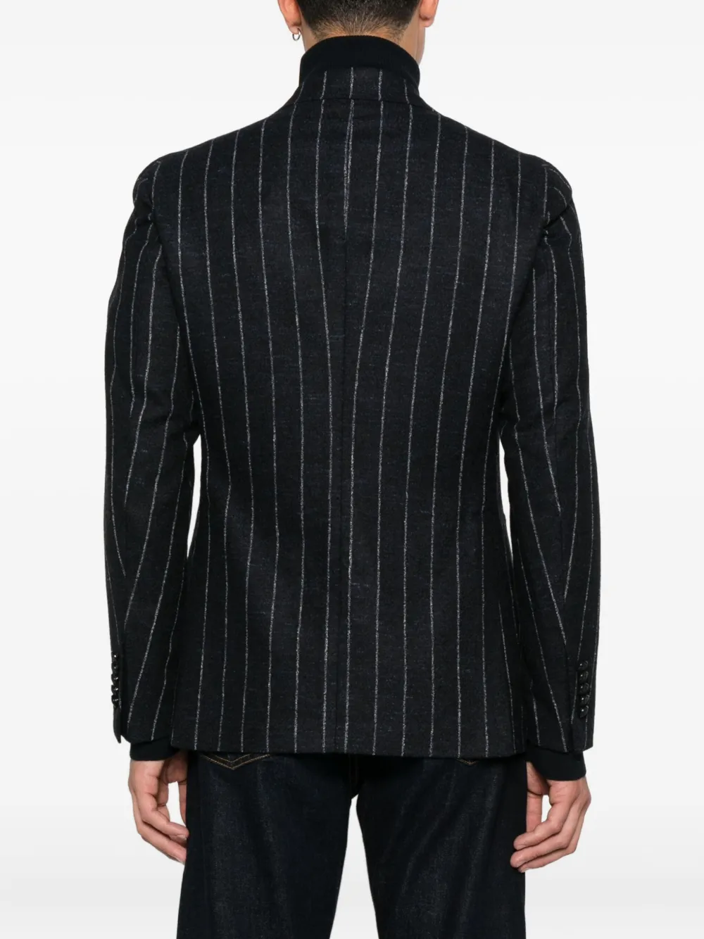 Tagliatore Gestreepte blazer met dubbele rij knopen Zwart