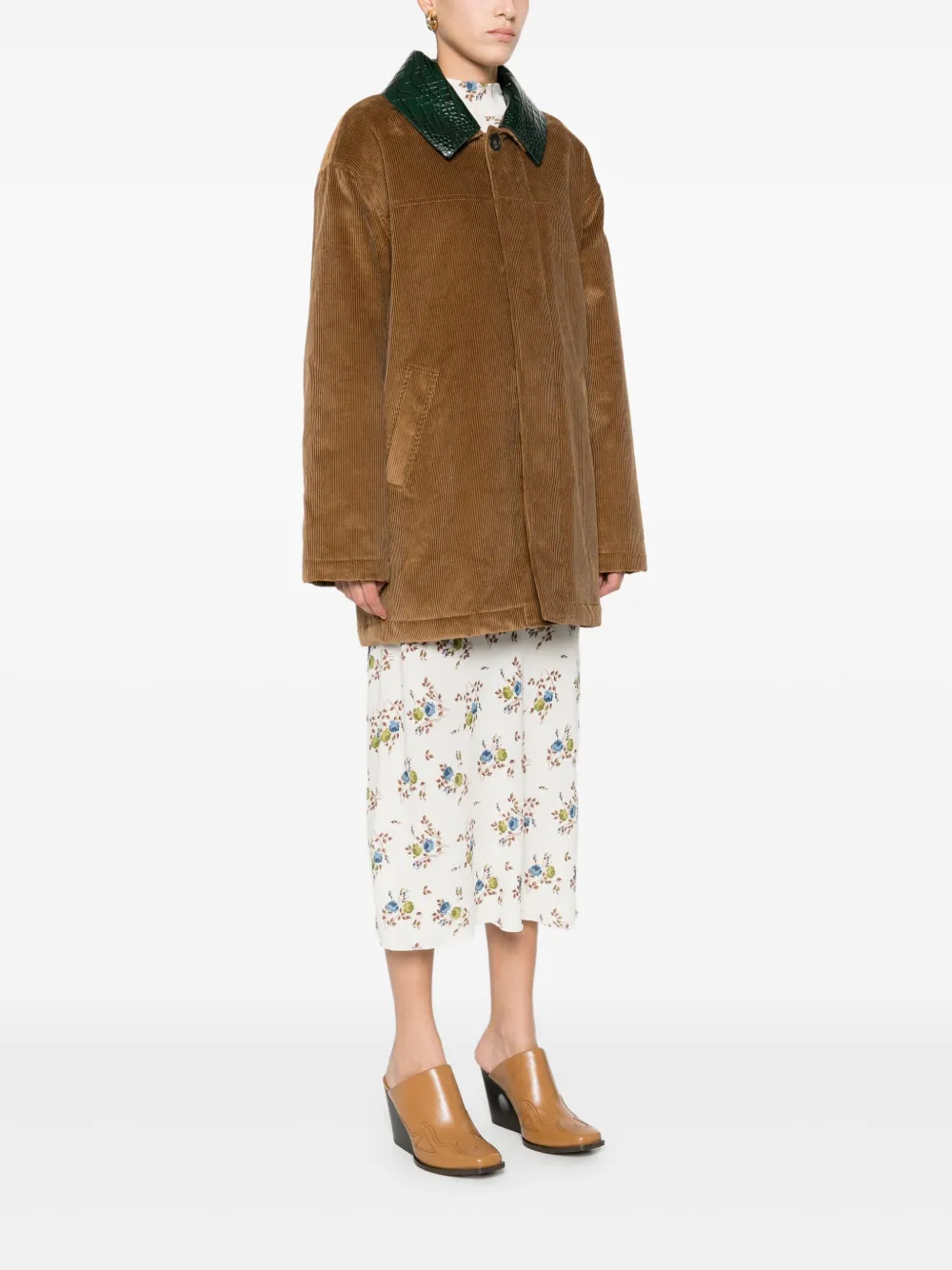  Nº21 Crocodile-collar Corduroy Jacket - Brown 
