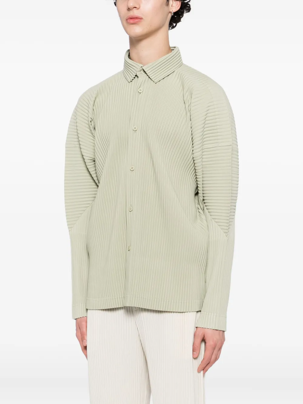 Issey Miyake Mc: October Perforated Shirt In Green