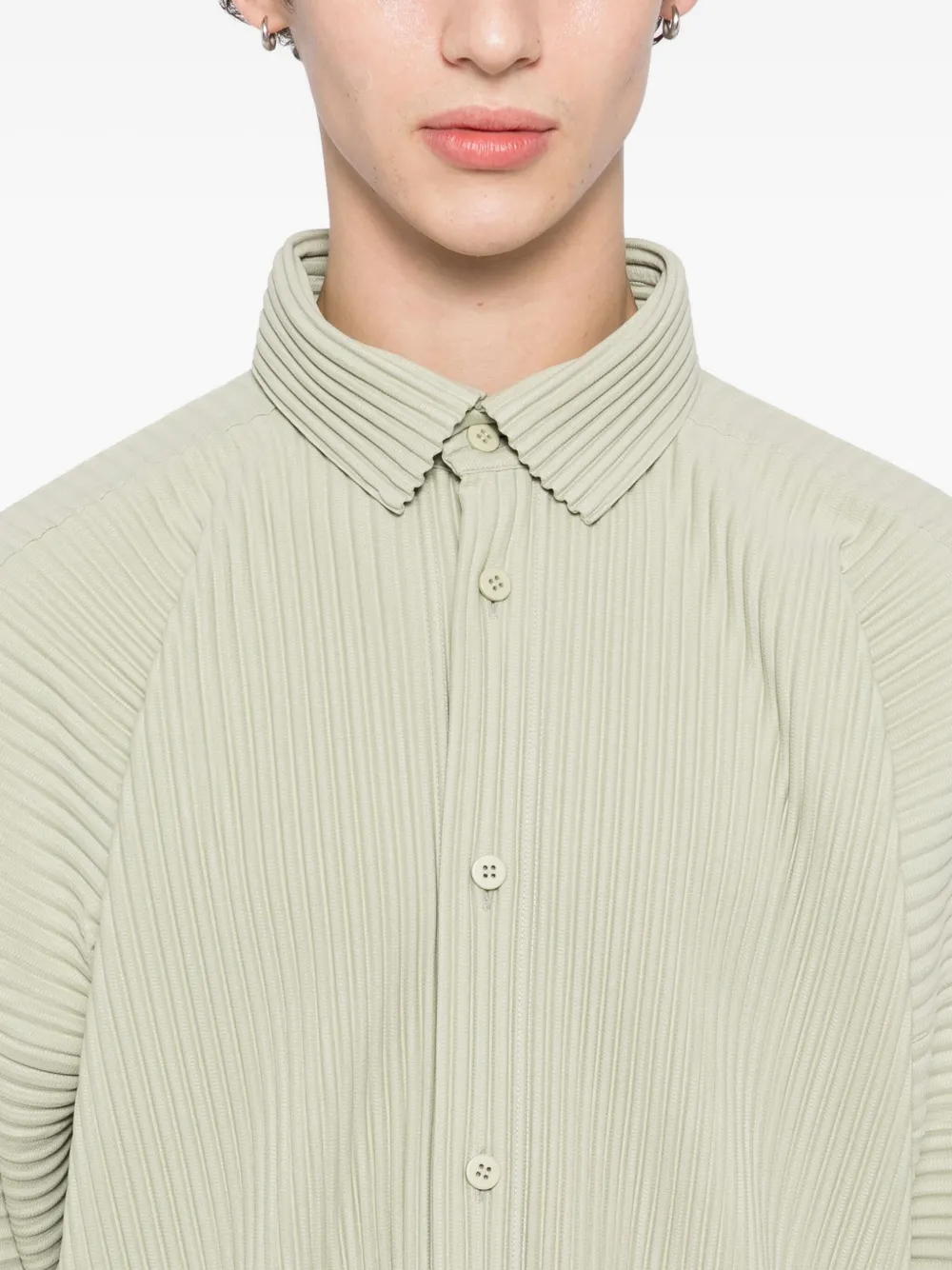 Issey Miyake Mc: October Perforated Shirt In Green