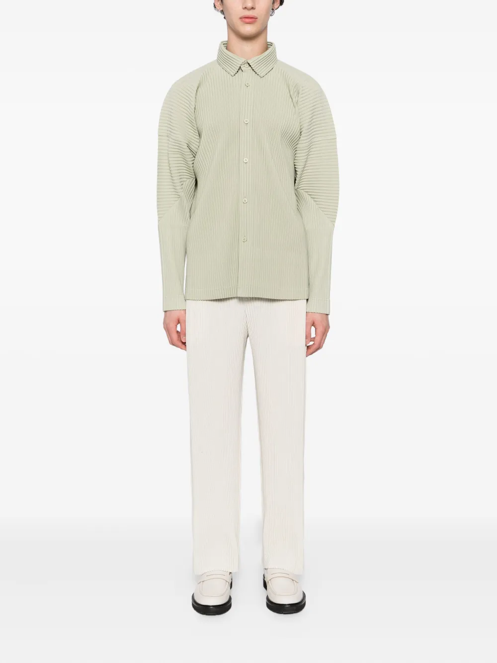Homme Plissé Issey Miyake MC: October perforated shirt - Groen