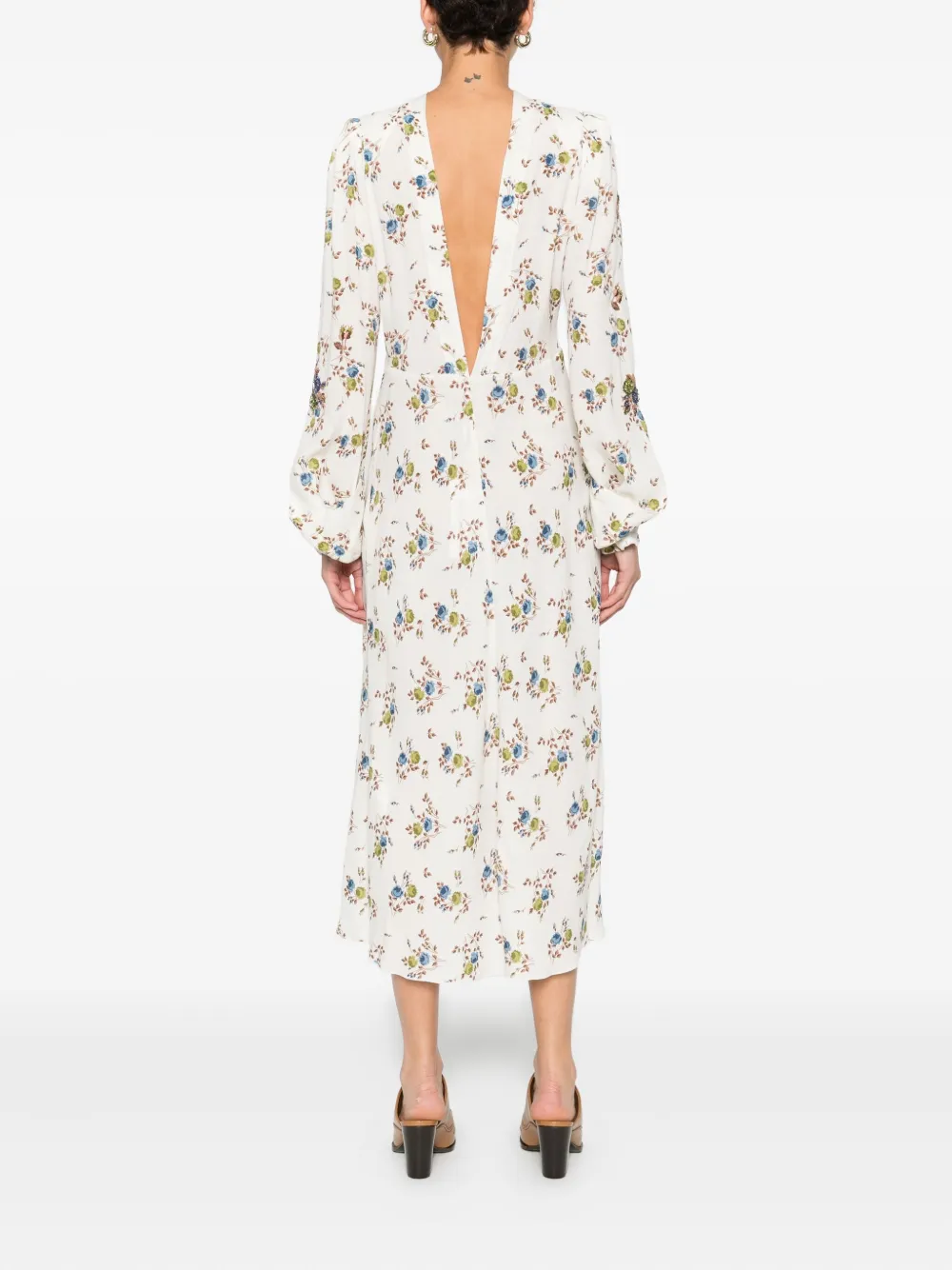 N°21 Kleid Floral-print Midi Dress In White