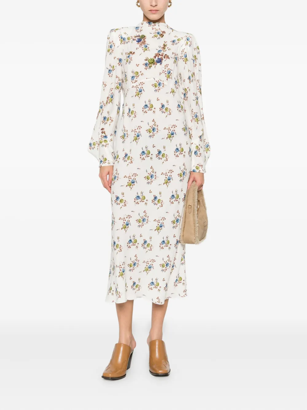 N°21 Kleid Floral-print Midi Dress In White