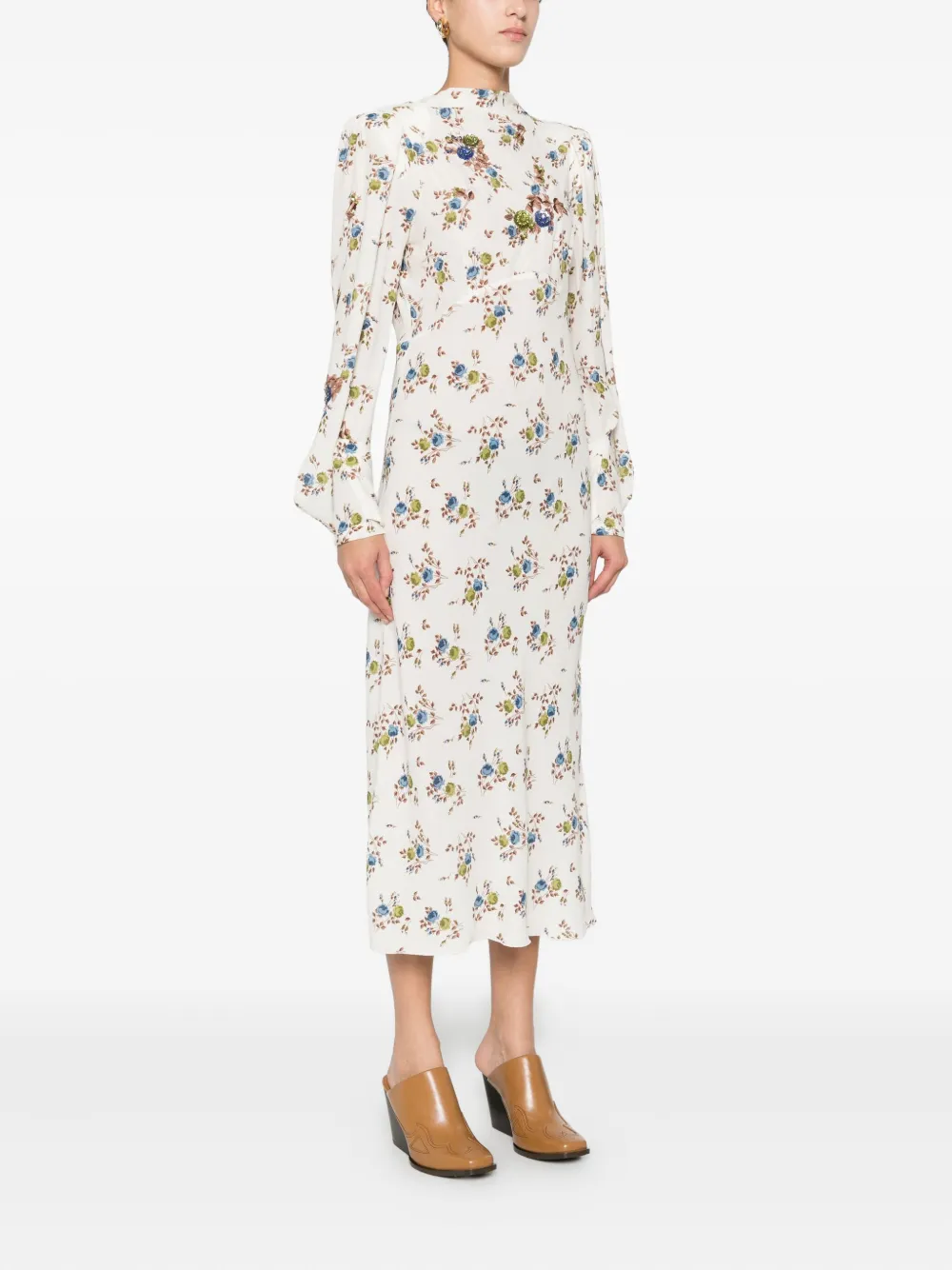N°21 Kleid Floral-print Midi Dress In White