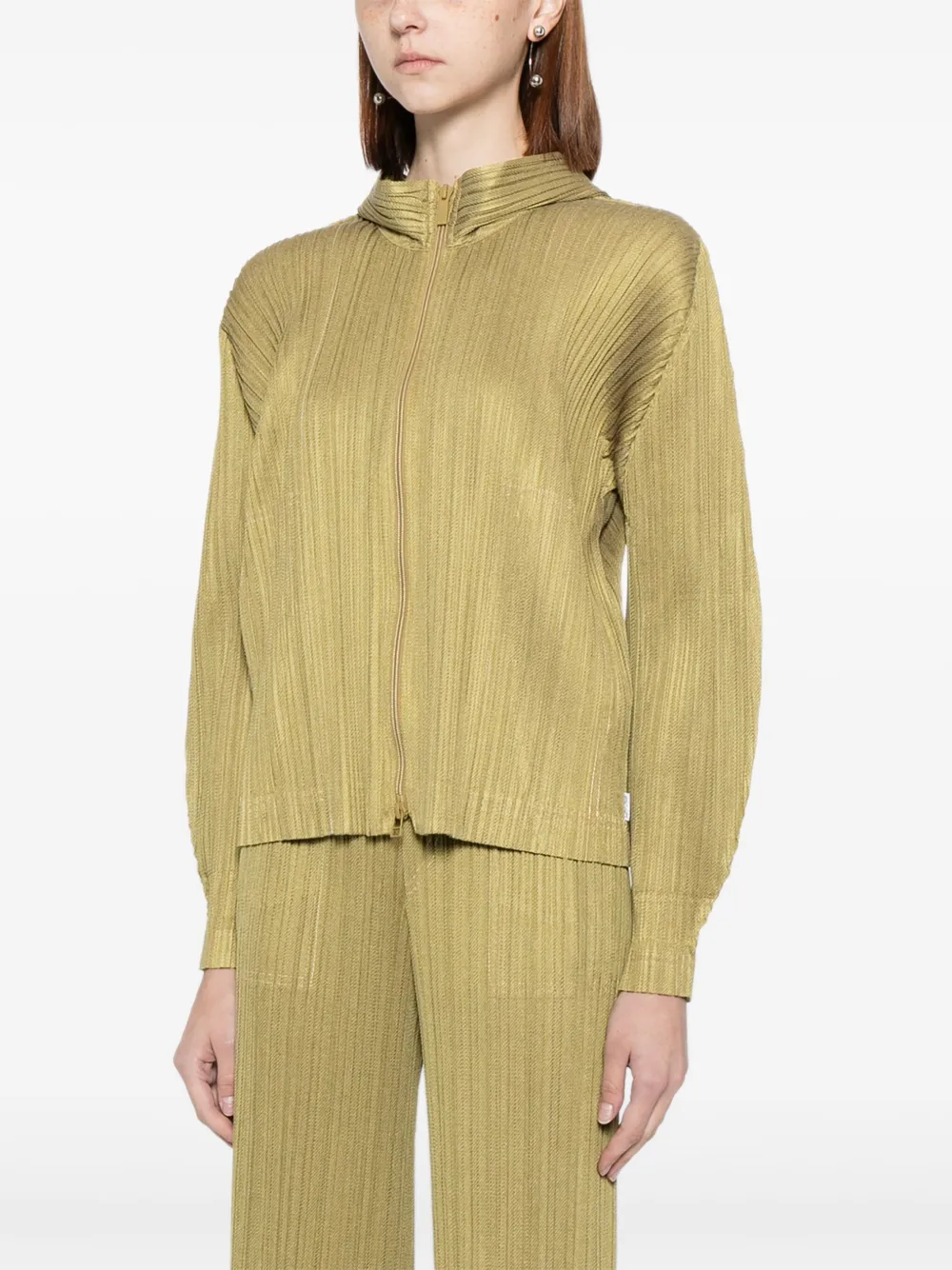 Pleats Please Issey Miyake Geplooid jack Groen