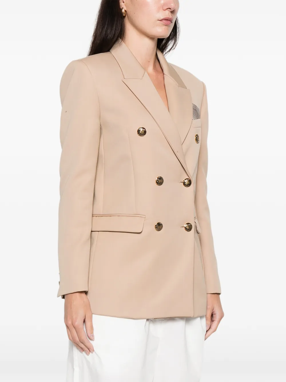 Elisabetta Franchi Double-breasted Buttoned Blazer In Neutral
