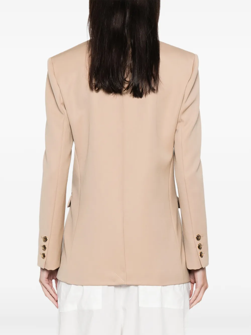 Elisabetta Franchi Double-breasted Buttoned Blazer In Neutral