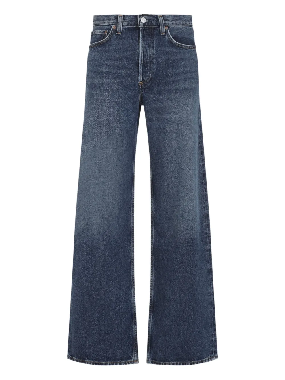 Agolde Denim Trousers With Belt Loops In Blue