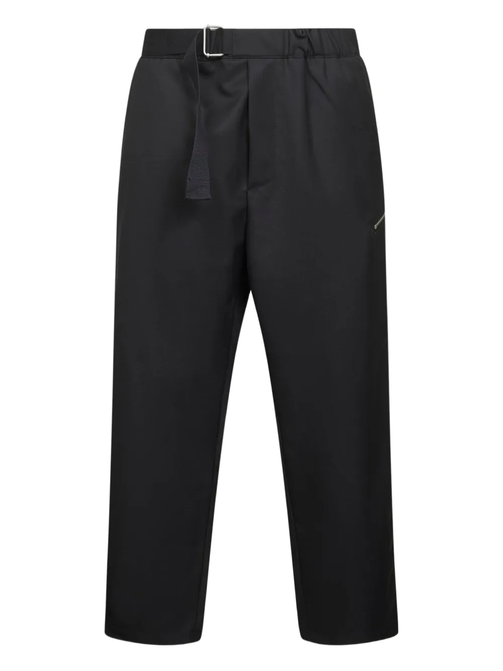 Oamc Peacemaker Black Wool Blend Lightweight Canvas Regs Trousers In Black