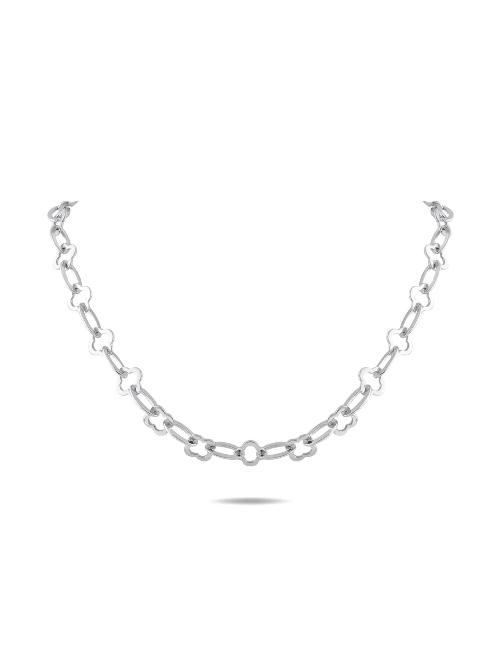 Pre-owned Van Cleef & Arpels 18k White Gold Alhambra Link Necklace In Silver