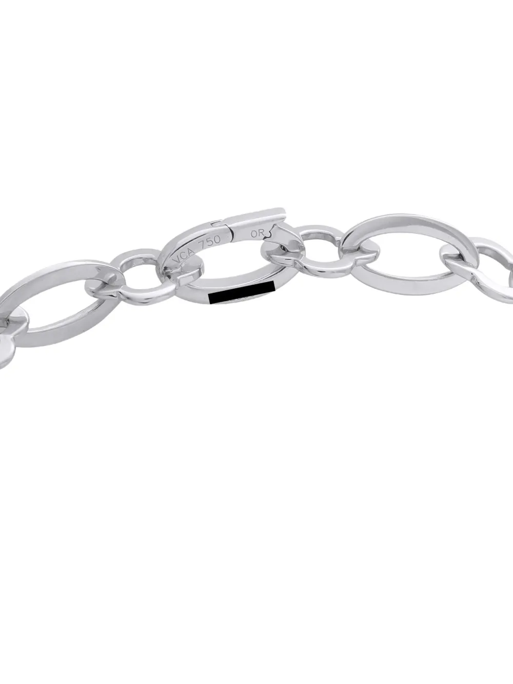 Pre-owned Van Cleef & Arpels 18k White Gold Alhambra Link Necklace In Silver